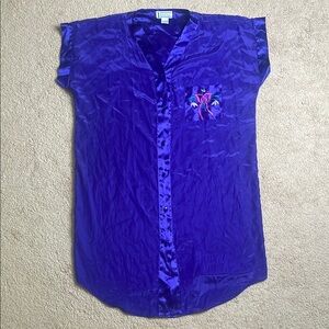 Luxurious Purple Plush Robe with Embroidered Detail
